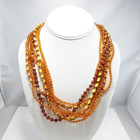 Vintage Selini Lucite Multi-strand Necklace, Decorative Clasp, 1960s Jewelry - Picture 9 of 10
